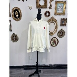 Comme des Garçons PLAY Red Heart Hoodie Pale Yellow Size L